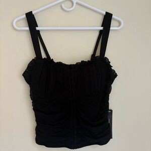 Moa Moa Large Black Ruched Hook-and-Eye Top